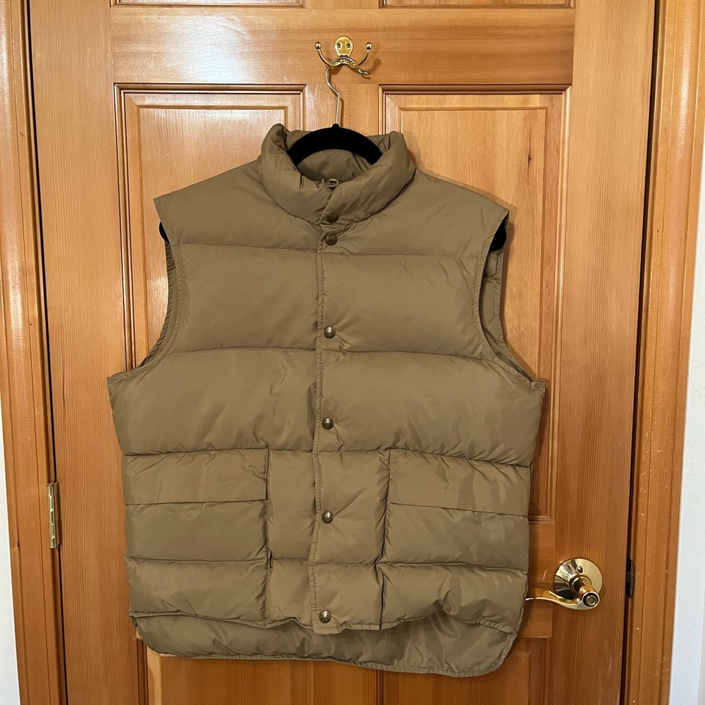 Vintage L.L. Bean Men’s Down Vest, tan, size large